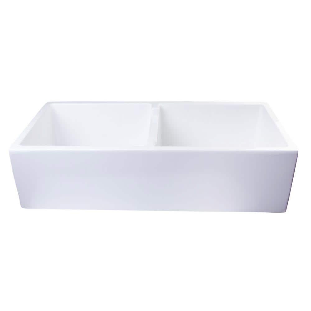 39.5'' L Farmhouse / Apron Double Bowl Fireclay Kitchen Sink