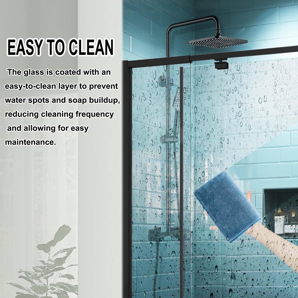 28 - 32 in. W x 71 in. H Pivot Semi-Frameless Sliding Shower Door in Matte Black with Clear SGCC Tempered Glass