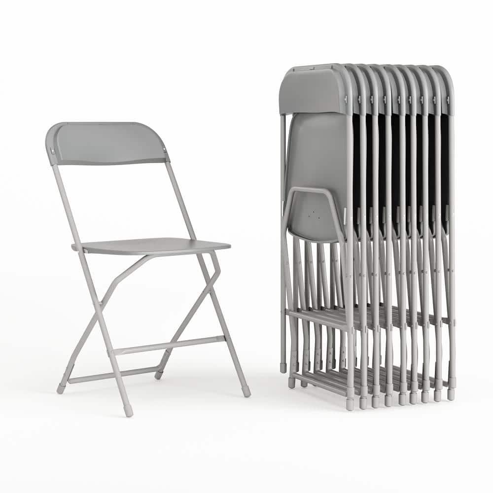 GARTOOO 10 Pack Plastic Folding Chair, Stackable Steel Frame Chairs,Portable Commercial Chair for Home, Office, Wedding, 550lbs Weight Capacity