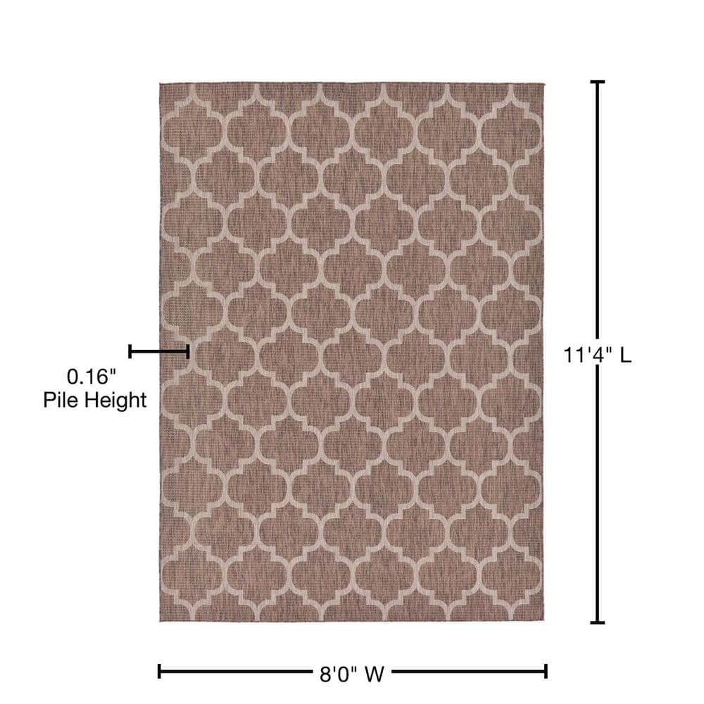 Unique Loom 8' 0 x 11' 4 Rectangle Indoor/Outdoor Trellis Brown Area Rug