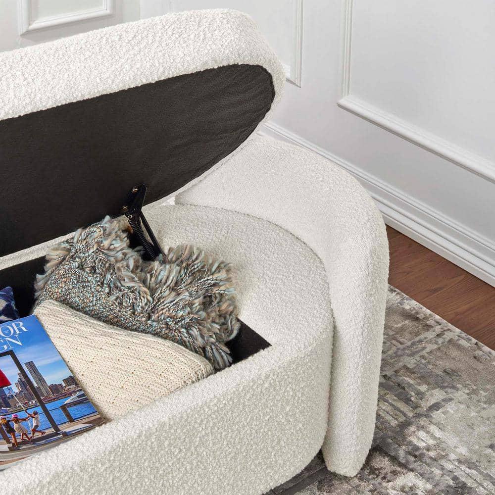 Nebula Boucle Upholstered Bench Ivory