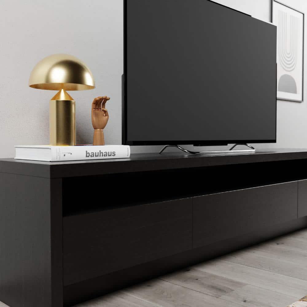 Sylvan TV Stand for TVs up to 60" Black - Manhattan Comfort: Modern Media Console with Cable Management & Storage