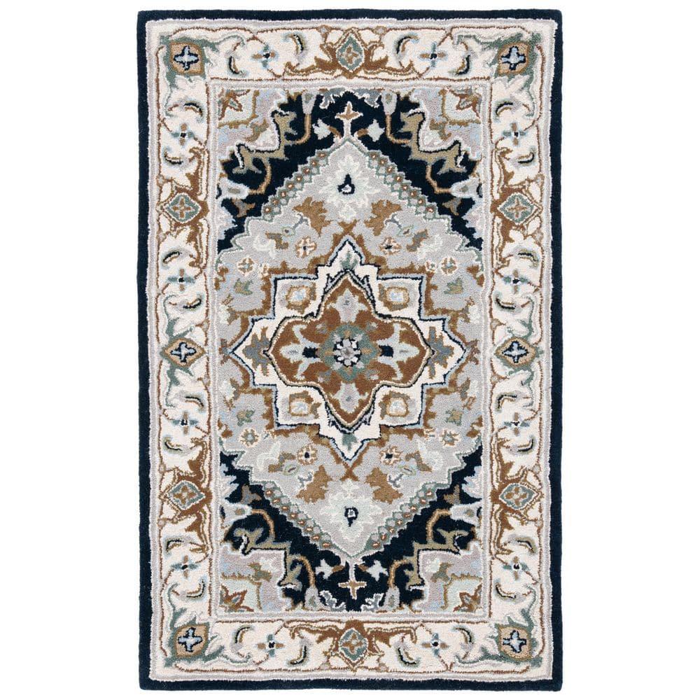 Heritage HG625 Handmade Accent Rug - 3'x5' - Grey/Navy - Safavieh