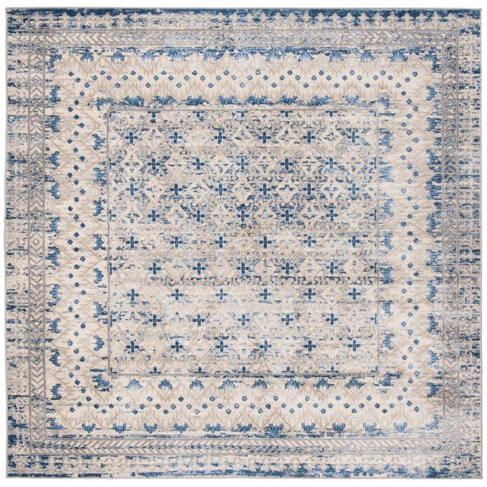 Brentwood BNT899 Power Loomed Indoor Area Rug - Light Grey/Blue - 9'x9' - Safavieh