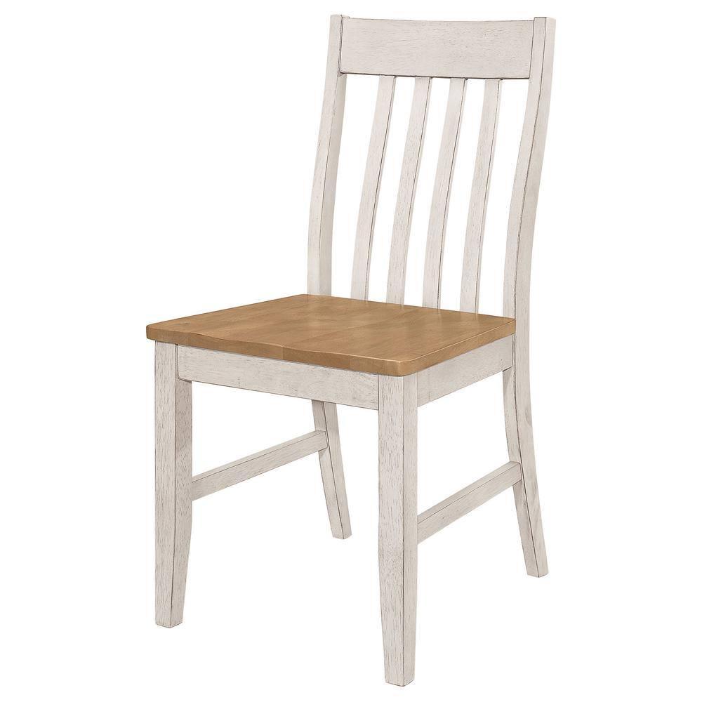 Coaster Kirby Wood Slat Back Side Chair Natural and Rustic Off White