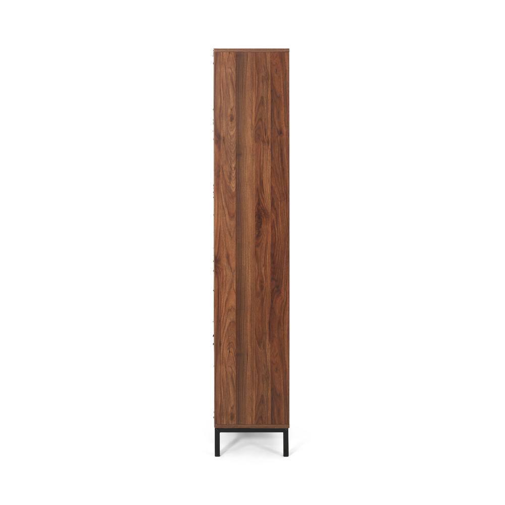 Noble House Davina Contemporary Faux Wood Cube Unit Bookcase, Walnut, Black