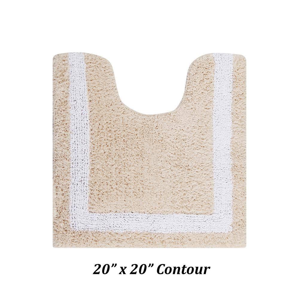 Better Trends Hotel Multi 100% Cotton Tufted Two Tone Reversible Bath Rug Set 2 PC (17" x 24" | 20" x 20") - Sand/White