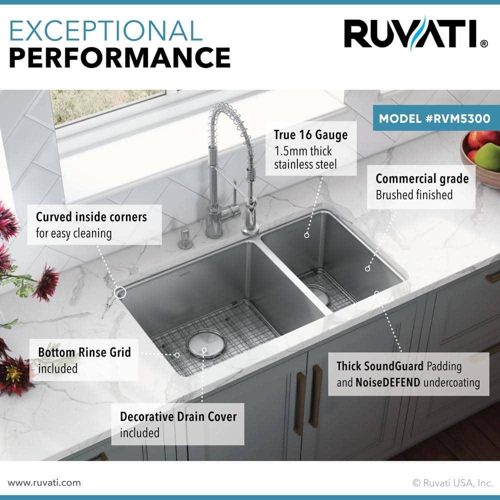 Ruvati 32-inch Undermount Kitchen Sink 16 Gauge Stainless Steel