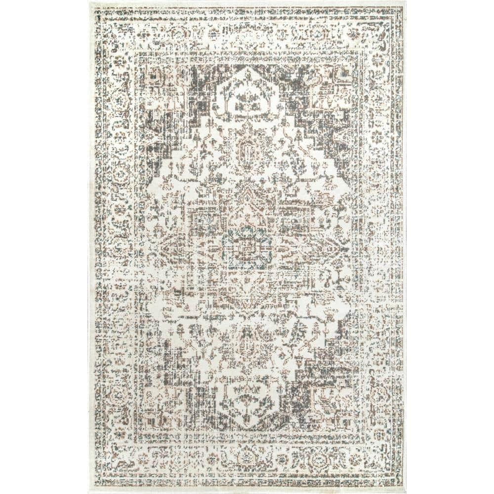 Nuloom Tanith Medallion 2x3 Accent Indoor Area Rug for Living Room Bedroom Dining Room Entryway Kitchen, Cream/Grey