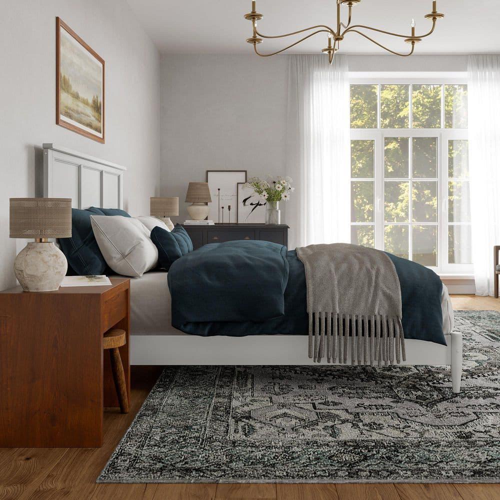 AFI Charlotte King Solid Wood Low Profile Platform Bed, White