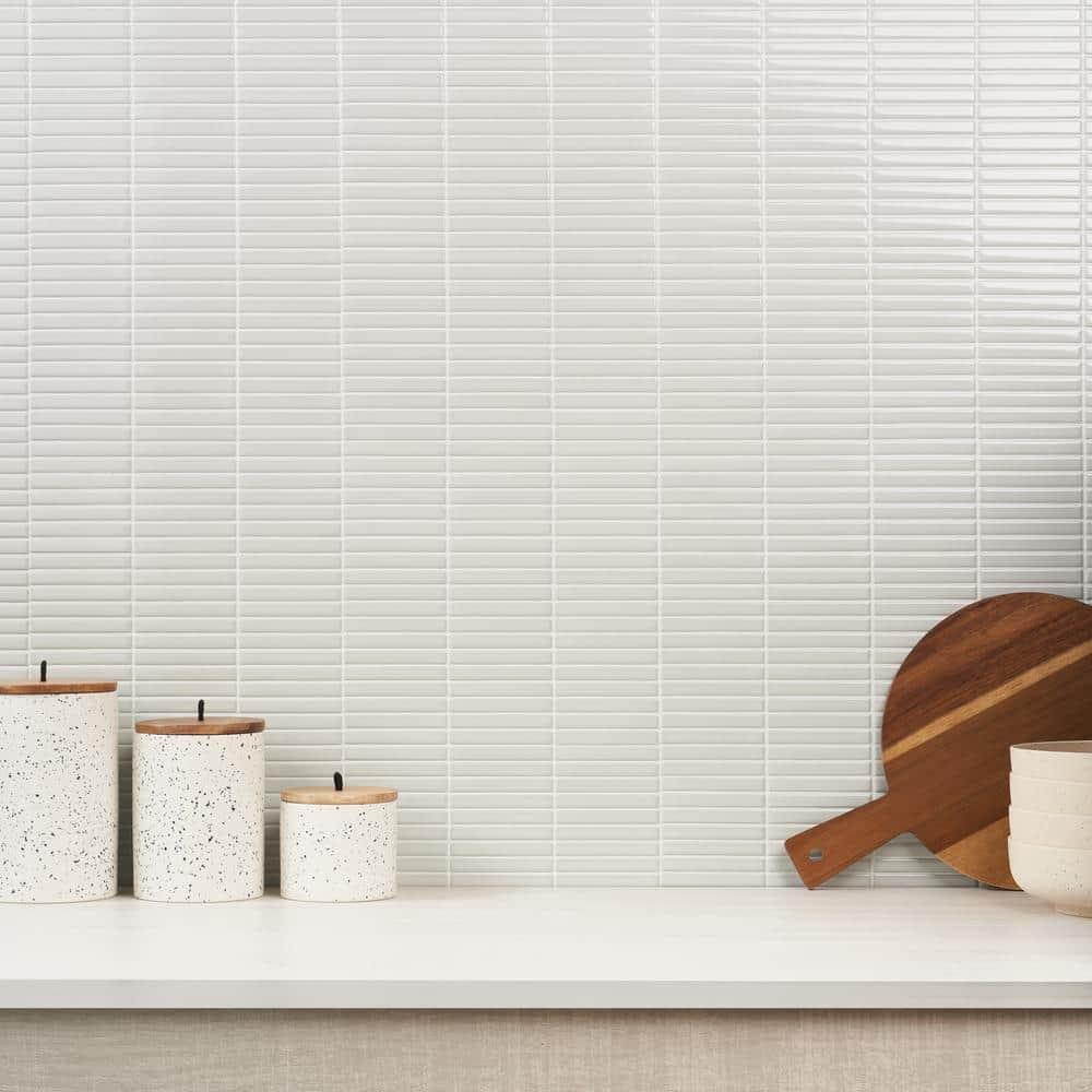 Monogram Stacked 11.19 In. X 11.9 In. Glossy Porcelain Mosaic Floor And Wall Tile (0.92 Sq. Ft. / Each)
