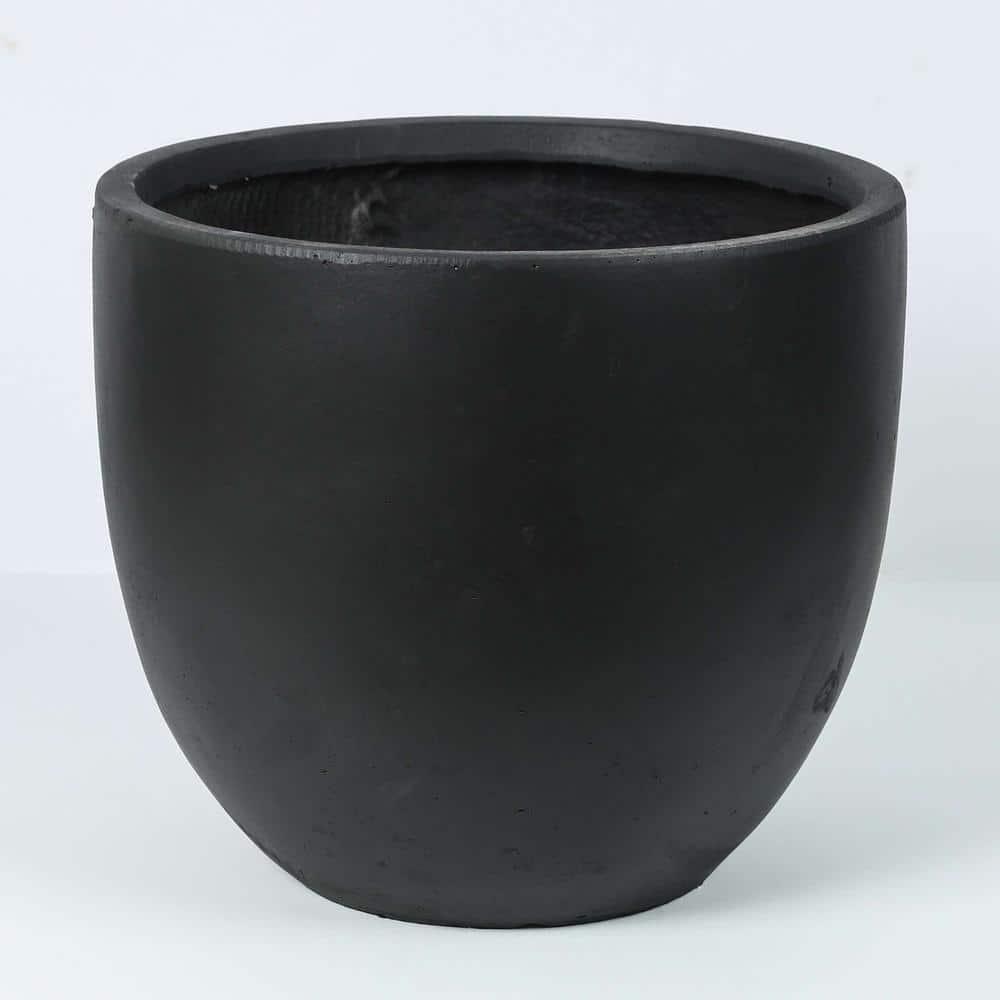 LuxenHome Round Tapered 12.2" H Flower Pot Planter Black