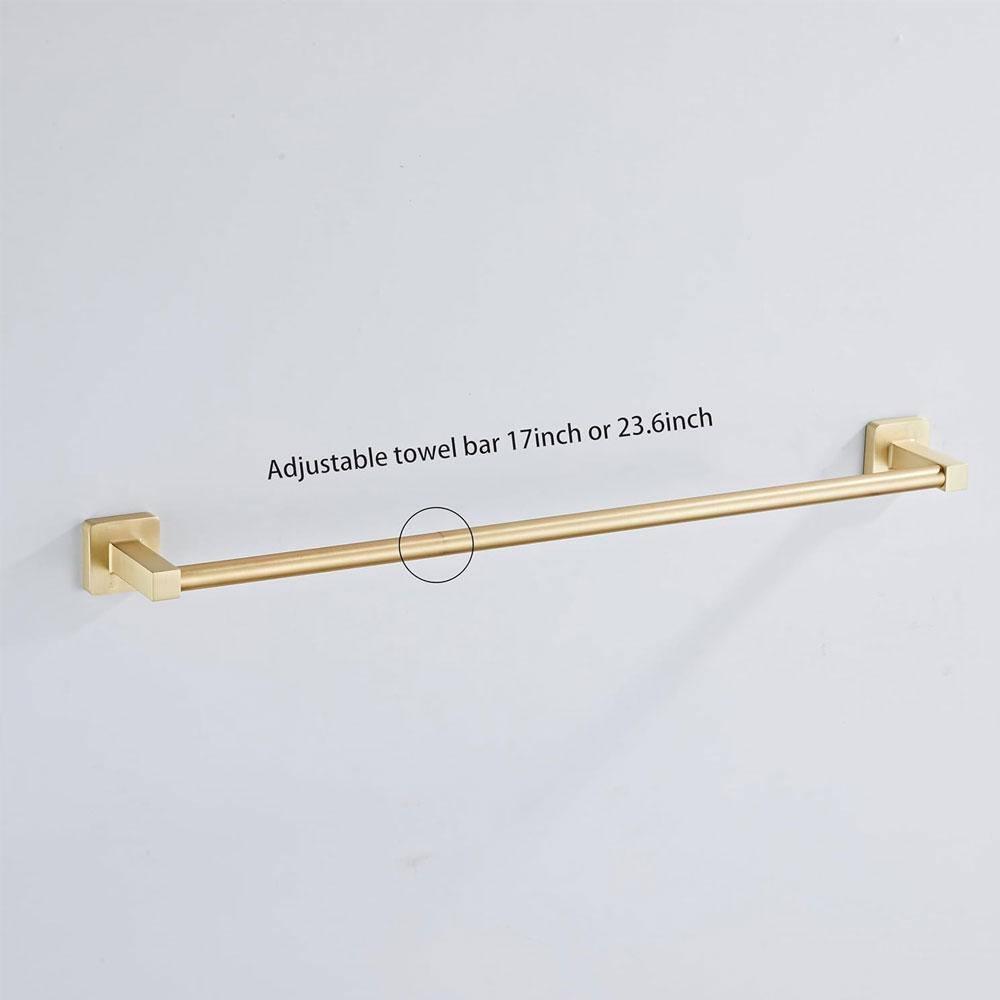 Brushed Gold Bathroom Hardware Set 4 Pieces,Bathroom Accessories Set Stainless Steel Wall Mounted, Hand Towel Bar, Towel Ring, Robe Towel Hooks,Toilet Paper Holder,Towel Bar Set, 23.6 Inch…