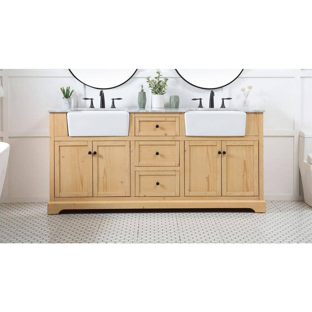 Pardue 72'' Double Bathroom Vanity with Marble Top