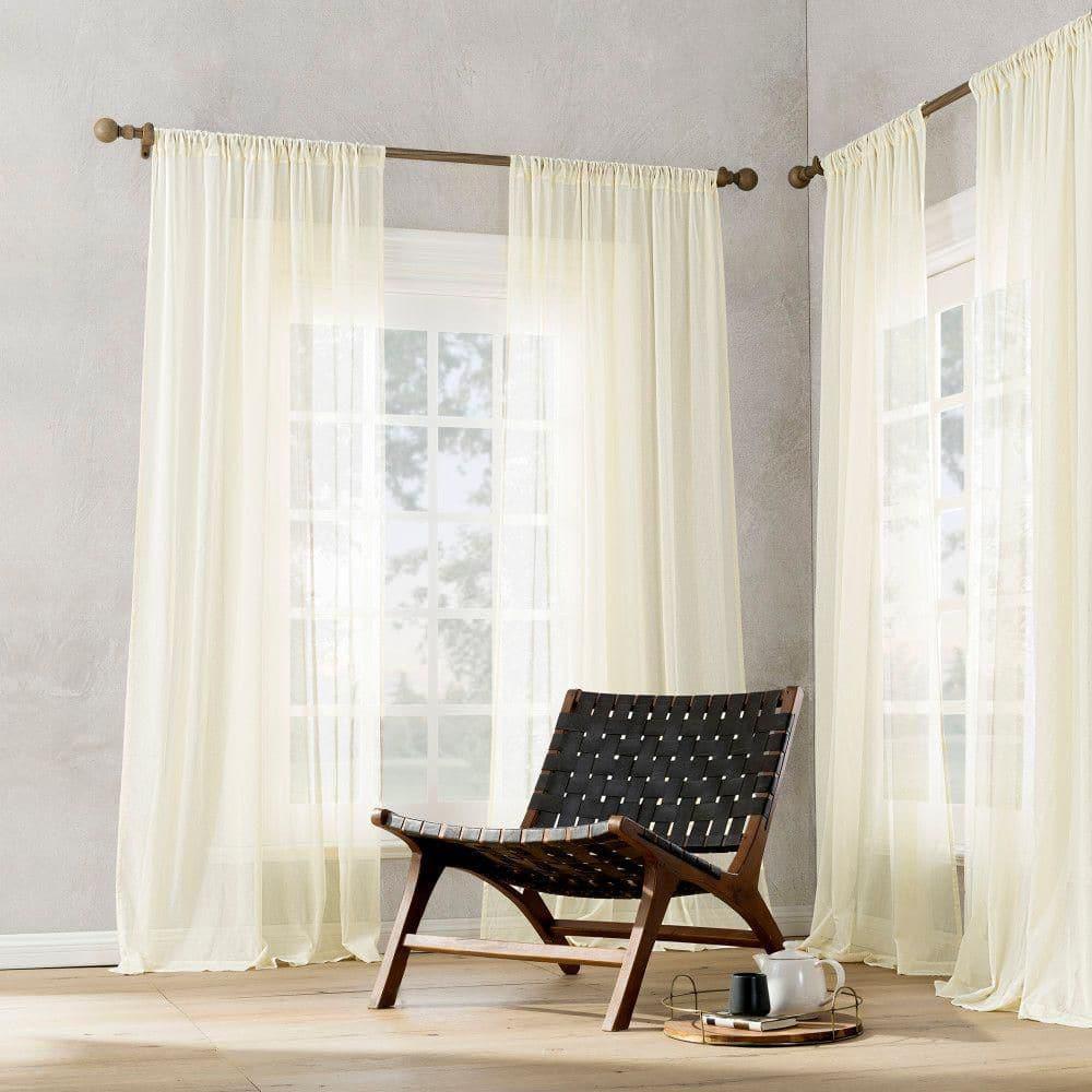 50"x63" Archaeo Sheer 100% Cotton Curtain Panel Cream: Transitional Voile Rod Pocket Indoor Drapery