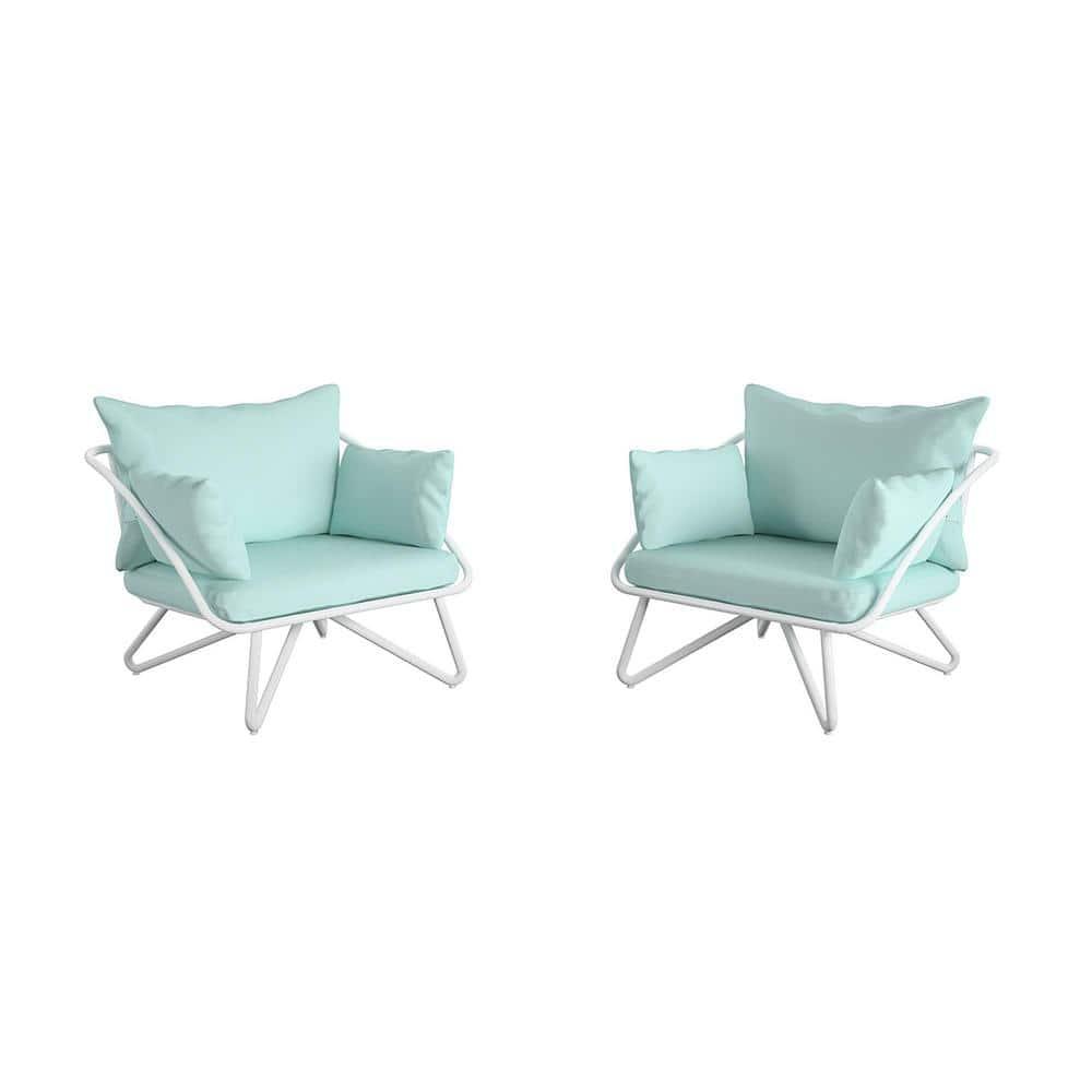 Teddi Powder Coated Steel Outdoor Lounge Chair with Cushions