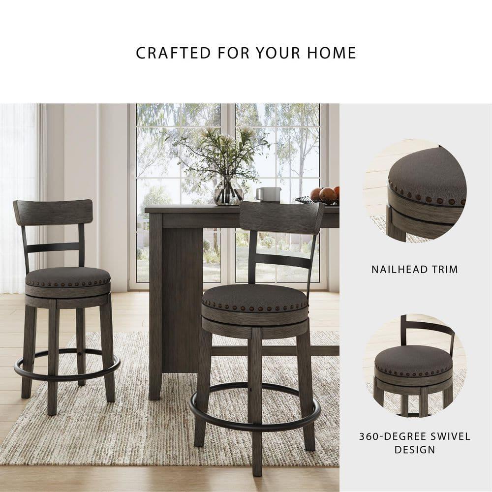 Caitbrook Counter Height Barstool Gray - Signature Design by Ashley: Polyester Upholstery, Nailhead Trim, Swivel Seat