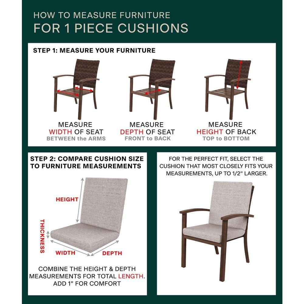 Heathered Solid Taupe Outdoor Highback Dining Chair Cushion