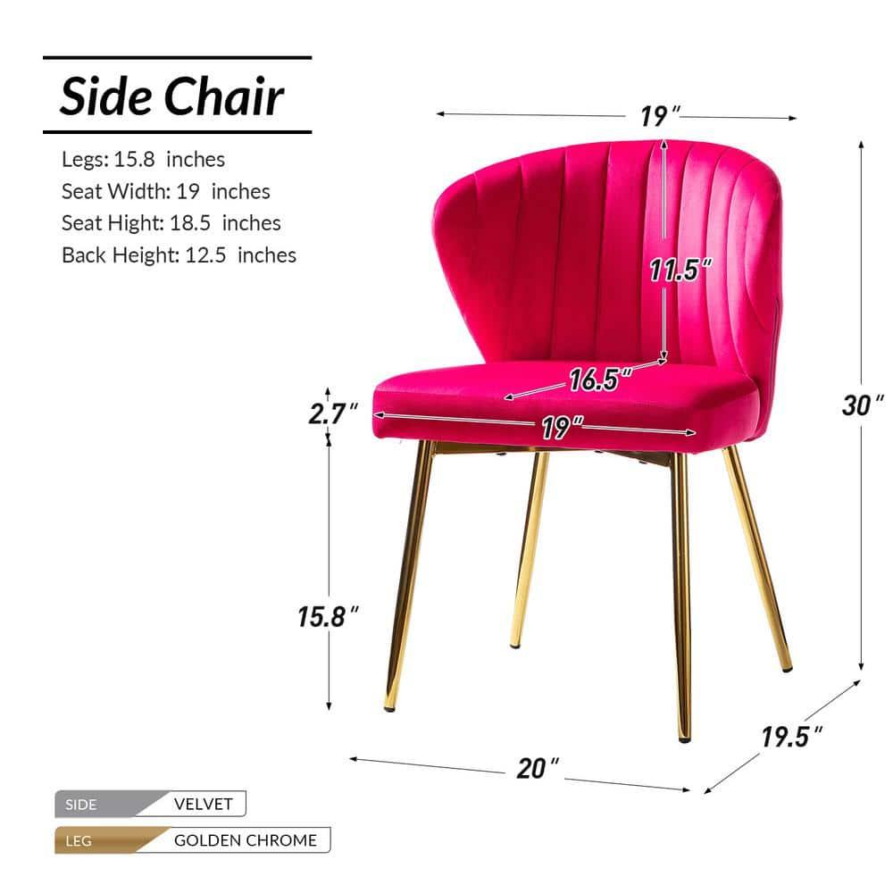 Velvet Dining Chairs Set of 2 Upholstered Wingback Side Chairs Living Room Kitchen Fushia