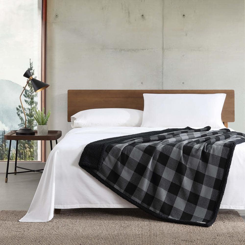 Eddie Bauer Eddie Bauer Cabin Plaid Flannel/Sherpa Throw Blanket