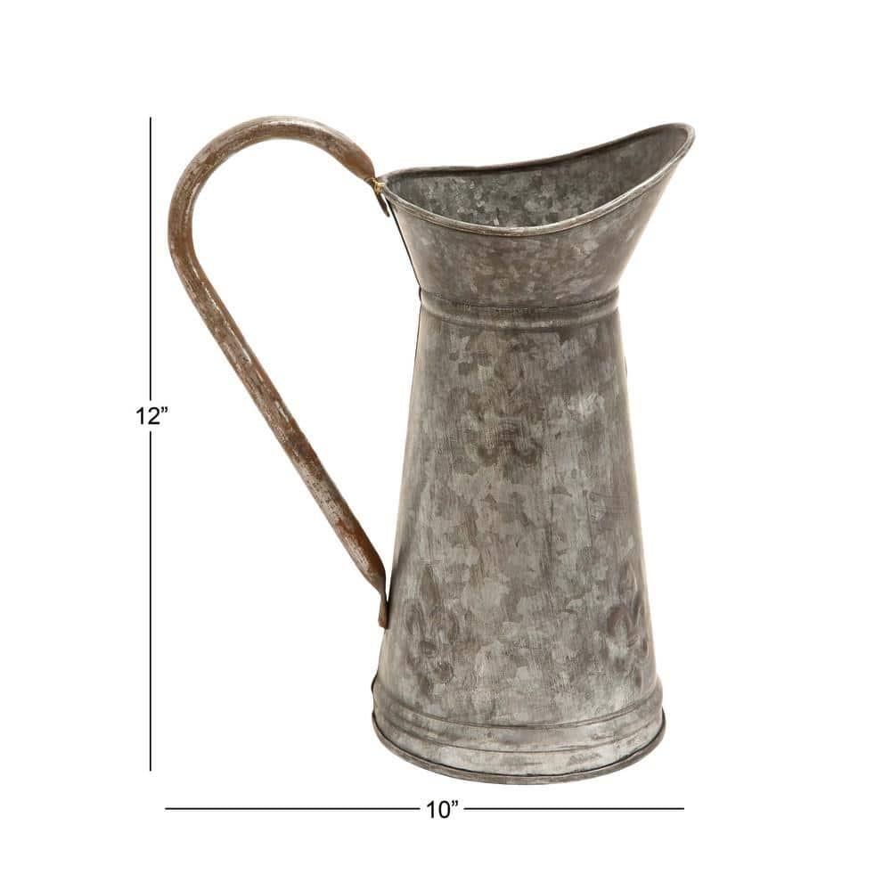 DecMode 10" x 12" Indoor Outdoor Brown Metal Watering Can Planter