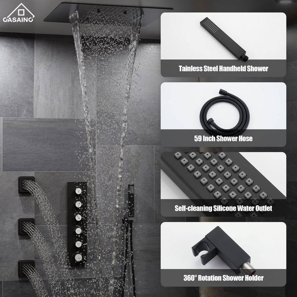 CASAINC Luxury Concealed Large Overhead Spray Multifunctional Shower