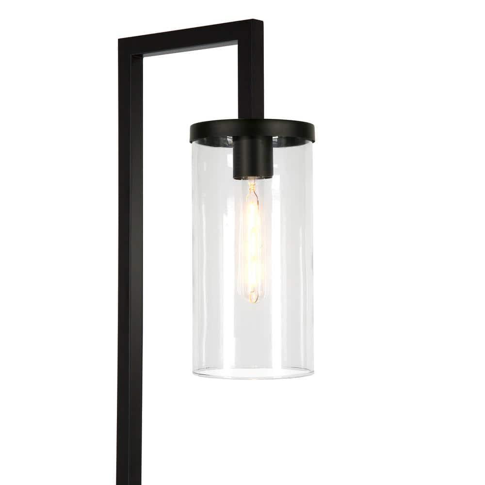 Evelyn&Zoe Malva 67.75" Tall Floor Lamp with Glass shade in Blackened Bronze/Clear
