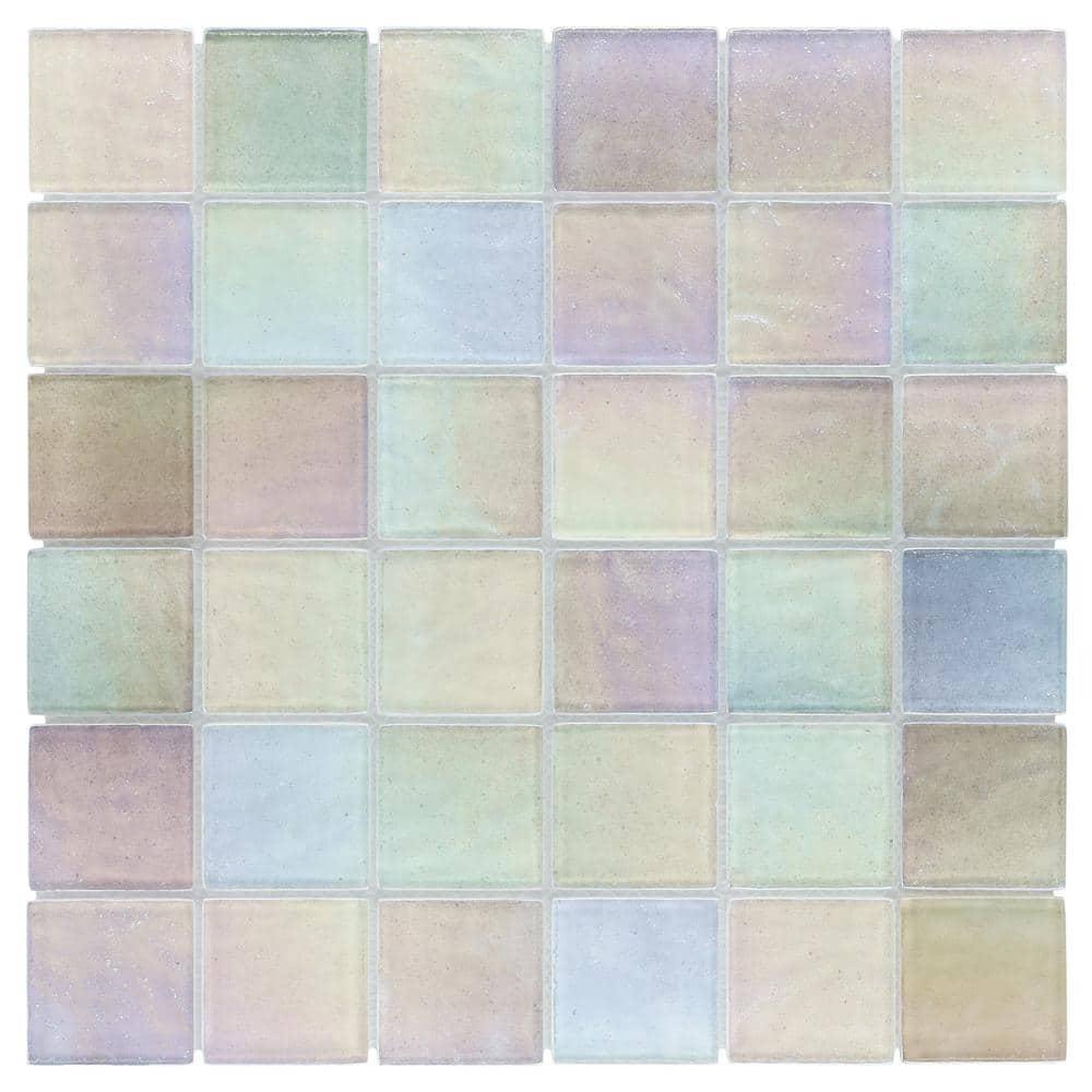 Speckle 11.73" x 11.73" Iridescent 2" Squares Glass Mosaic Wall Tile (0.95 Sq. Ft. / Sheet)
