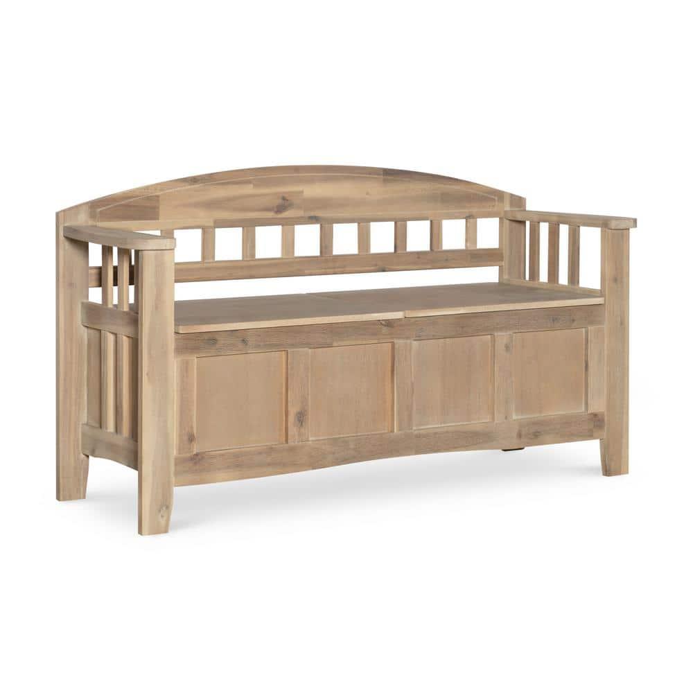 Iris Acacia Storage Bench with Natural Washed Finish