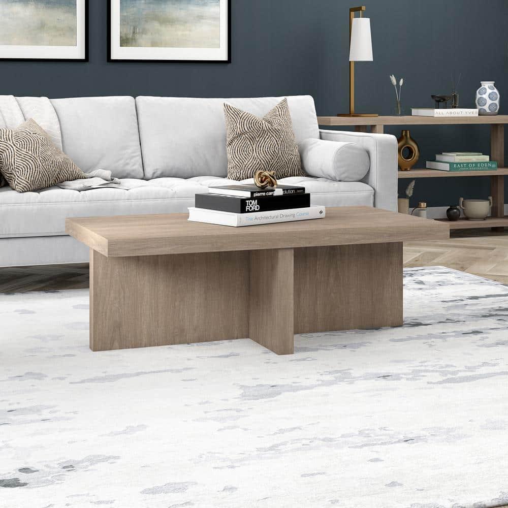 Evelyn&Zoe Contemporary Durable Rectangular Medium Density Fiberboard, Antiqued Gray Oak