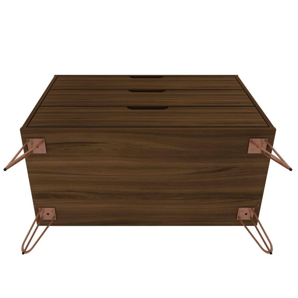 Manhattan Comfort Rockefeller Dresser Brown - Manhattan Comfort: MDF Composite Frame, 3-Drawer Storage for Bedroom, Assembly Required