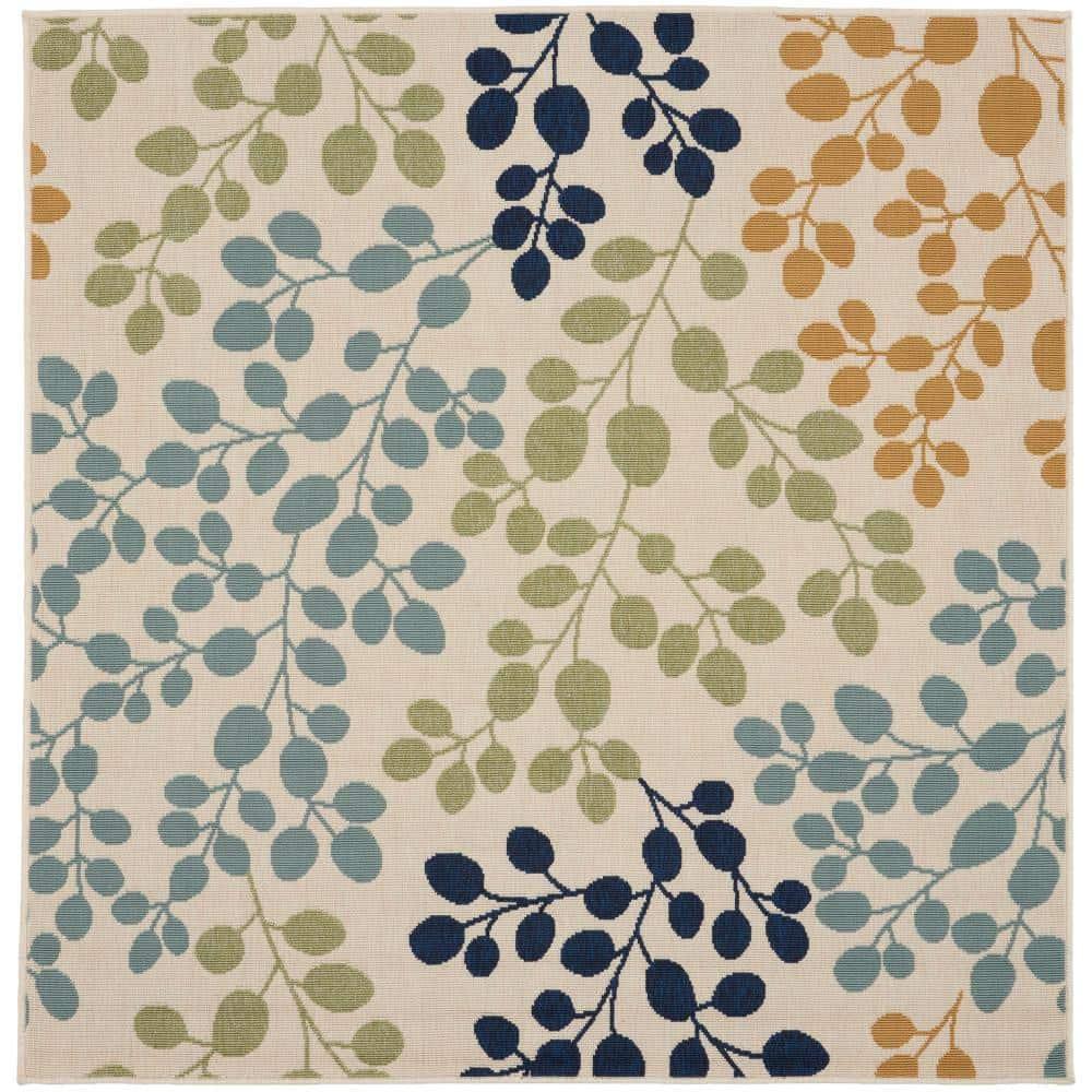 Nourison Caribbean CRB01 Indoor/outdoor Area Rug - Ivory 5'3" x 5'3"square