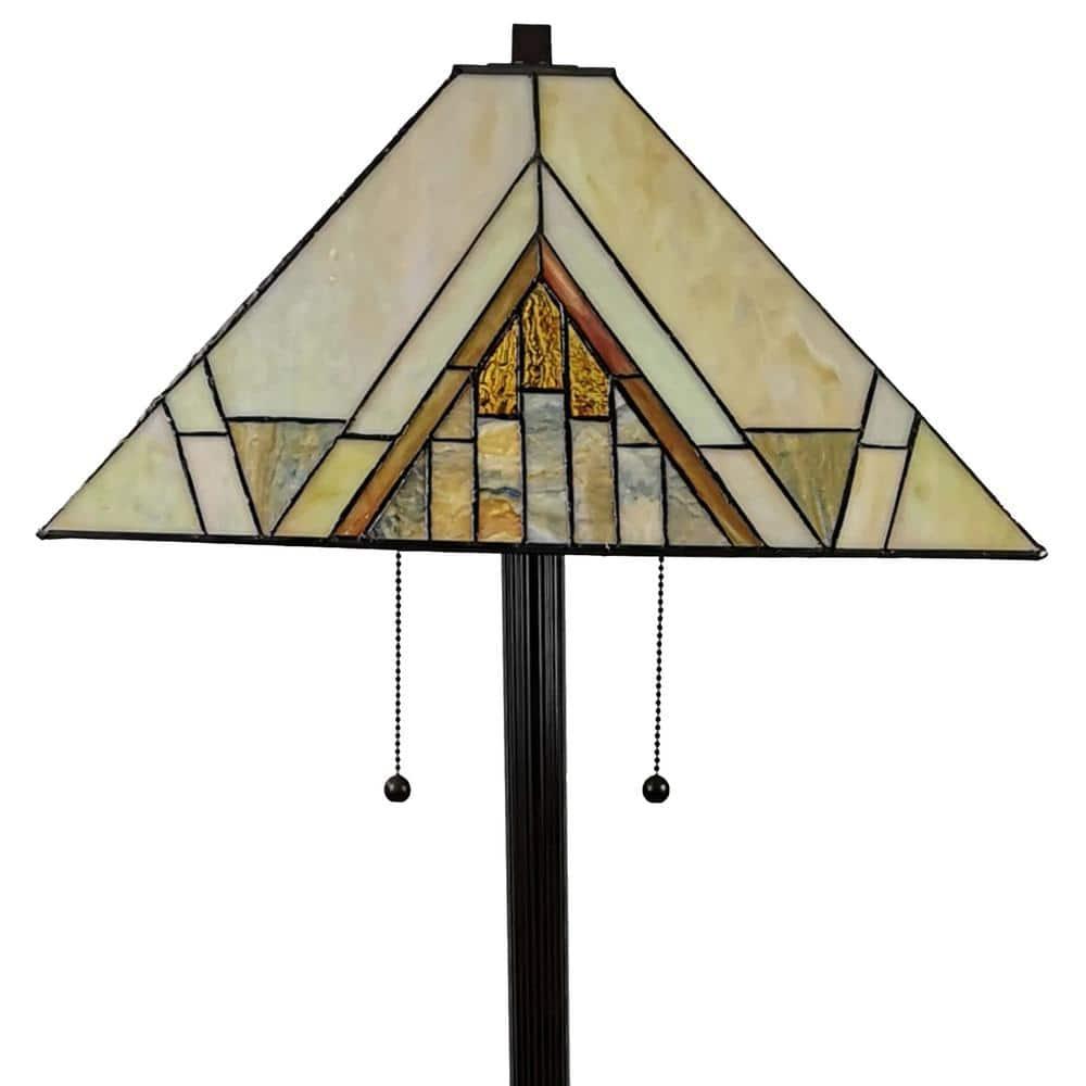 Tiffany Style 2 Light Mission Floor Lamp - 62" Tall