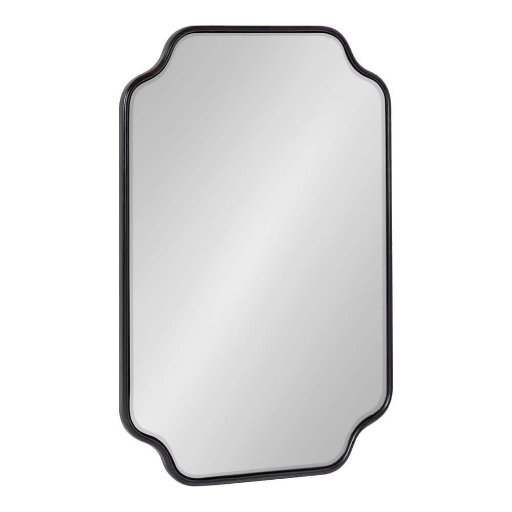 Kate and Laurel Plumley Glam Scalloped Wall Mirror, 18 x 24, Black, Transitional Mirror Wall Decor