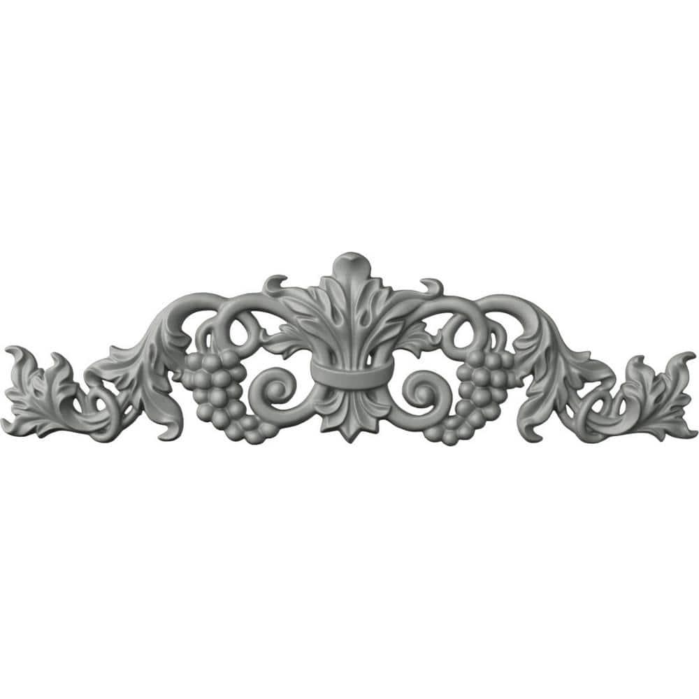 Ekena Millwork 19 1/4"W x 5 3/8"H x 7/8"P Small Grape and Leaf Center with Scrolls Onlay