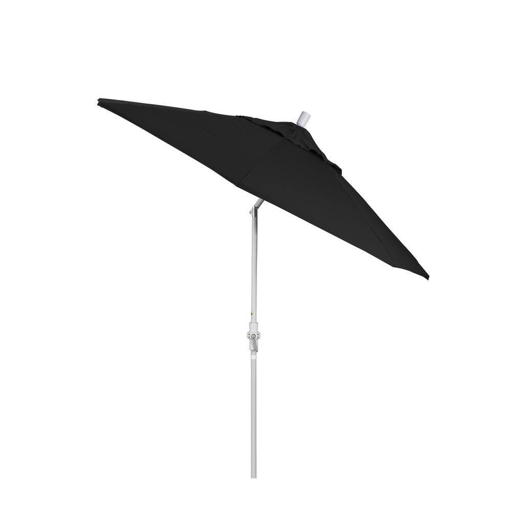 California Umbrella 9 Ft. Octagonal Aluminum Collar Tilt Patio Umbrella W/ Crank Lift & Fiberglass Ribs - Matted White Frame / Olefin Black Canopy
