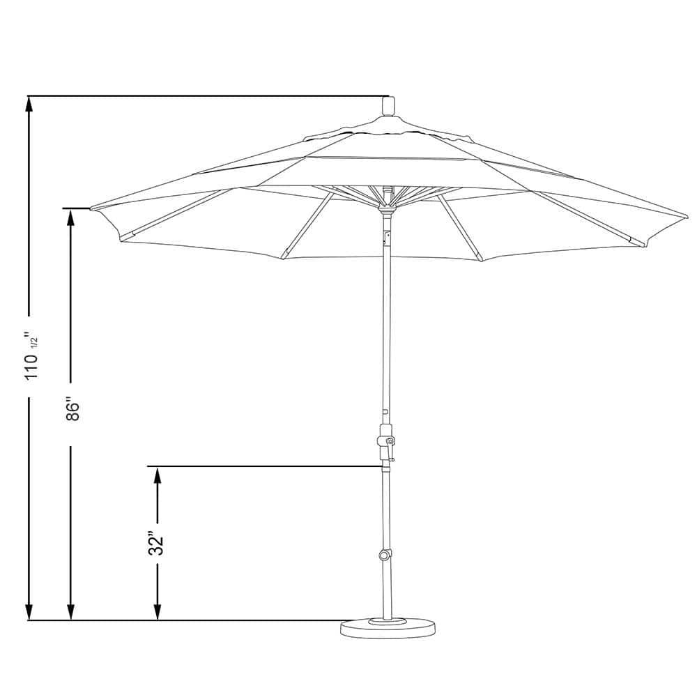 11 ft. Aluminum Collar Tilt Double Vented Patio Umbrella in Champagne Olefin
