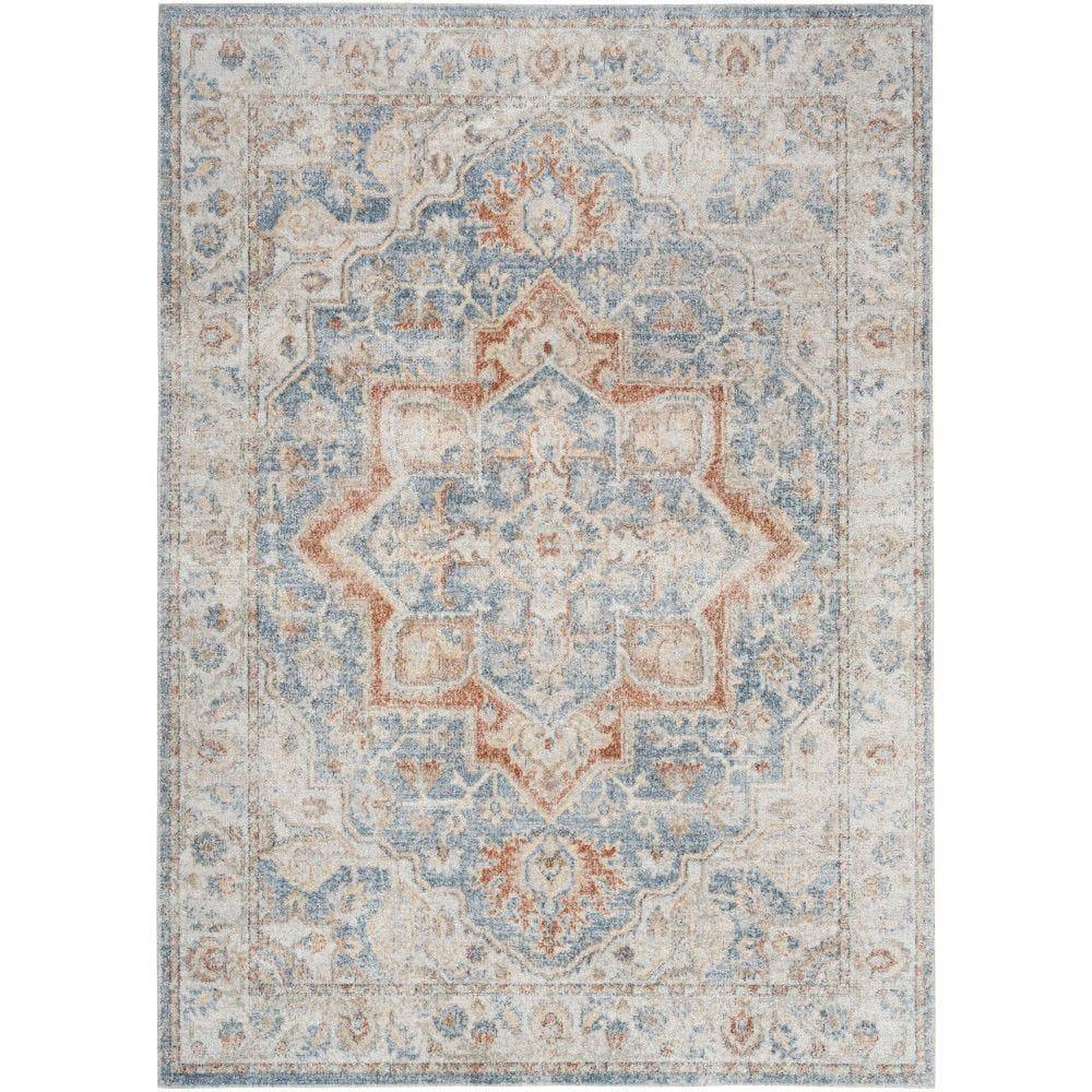 Nourison Astra Machine Washable Vintage Medallion Indoor Rug Denim Multi 6'7" x 9'