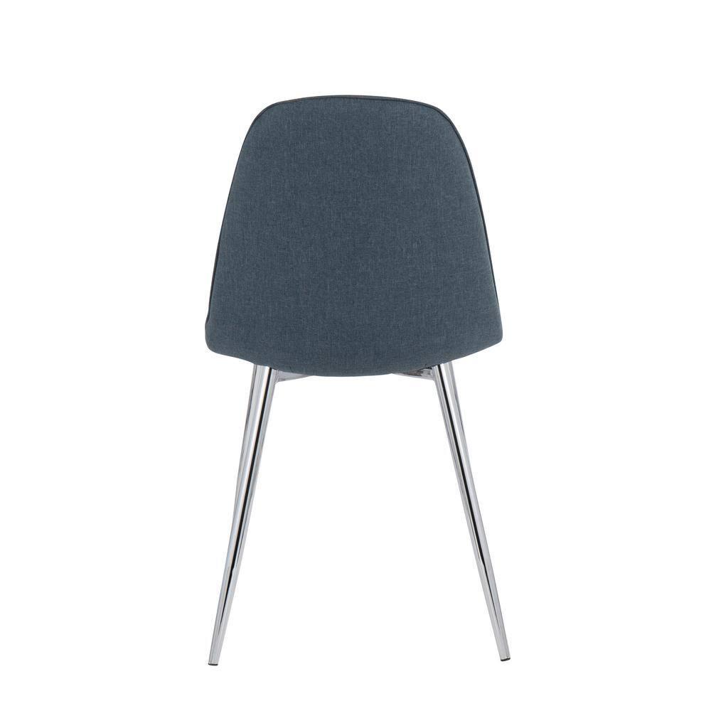 Set of 2 Pebble Metal/Polyester Dining Chairs with Chrome Legs Blue - LumiSource: Steel Frame, Foam Cushion, Spot Clean