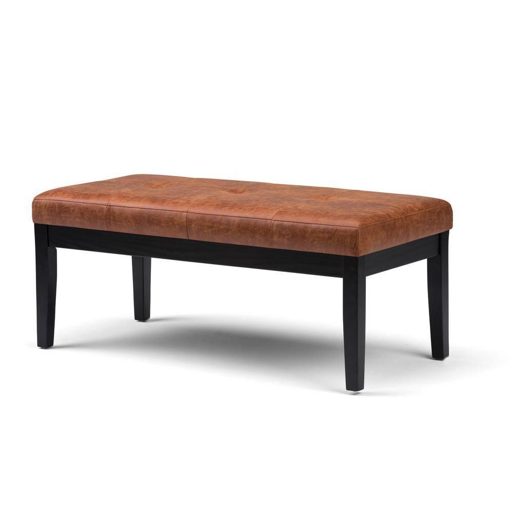 Simpli Home Lacey 41"W Tufted Ottoman Bench with Solid Wood Frame