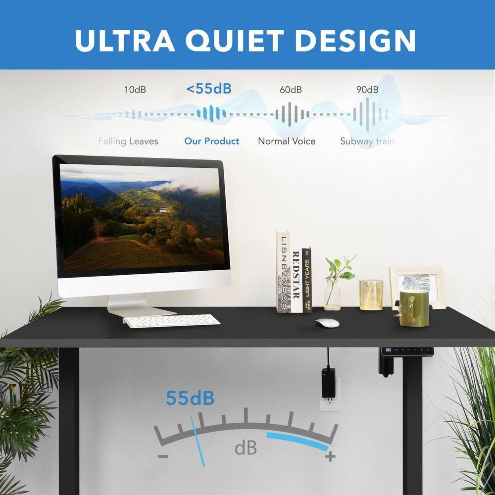 Mount-It! Height Adjustable Electric Sit-Stand Black Desk with Black Tabletop