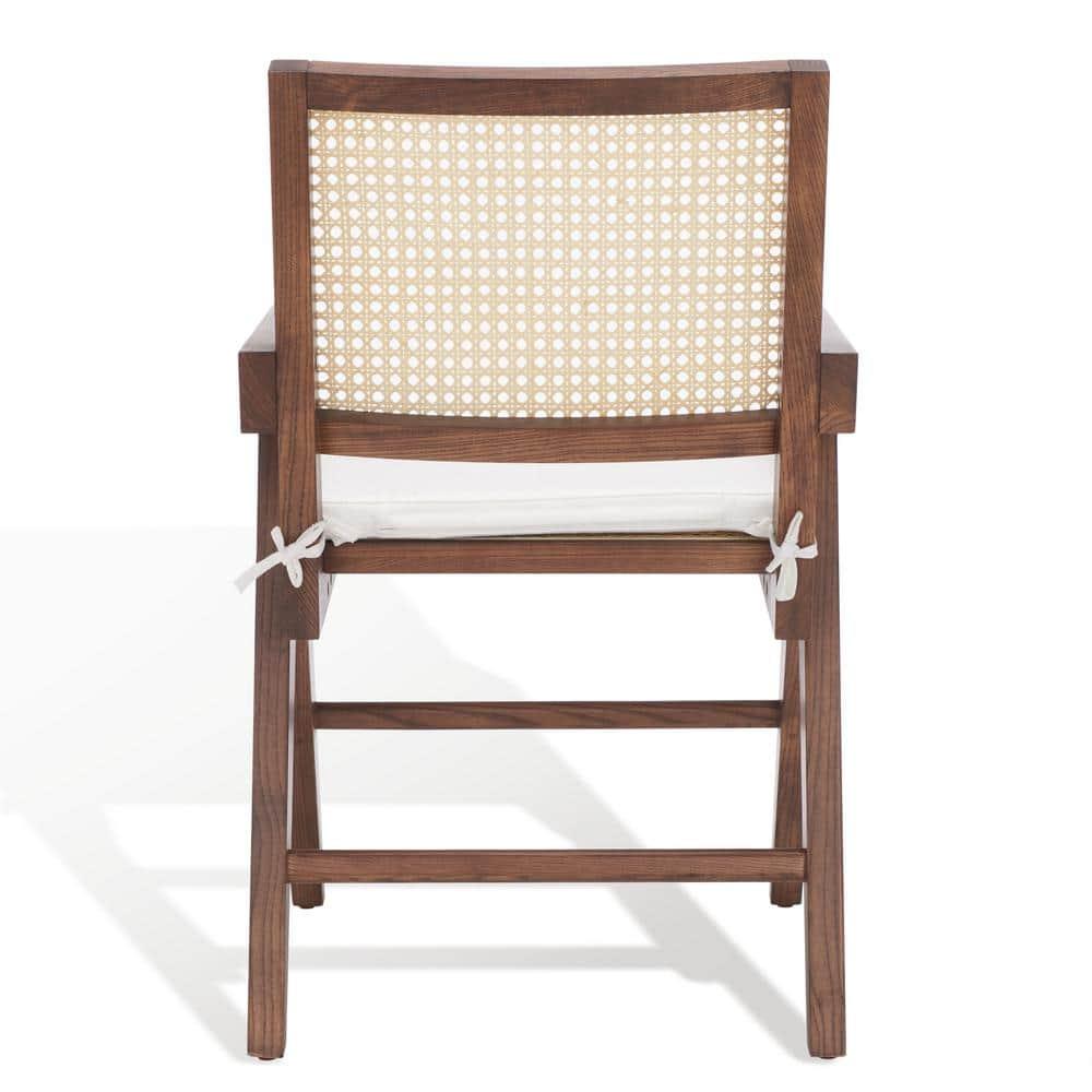 SAFAVIEH Couture Colette Contemporay Linen Solid Dining Armchair, Walnut/Natural