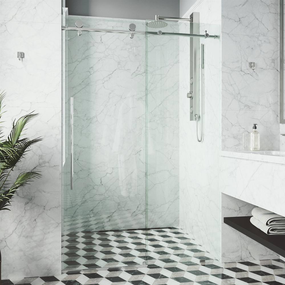 Elan E-Class 44-48" W x 76" H Sliding Frameless Shower Door with 3/8" Clear Glass