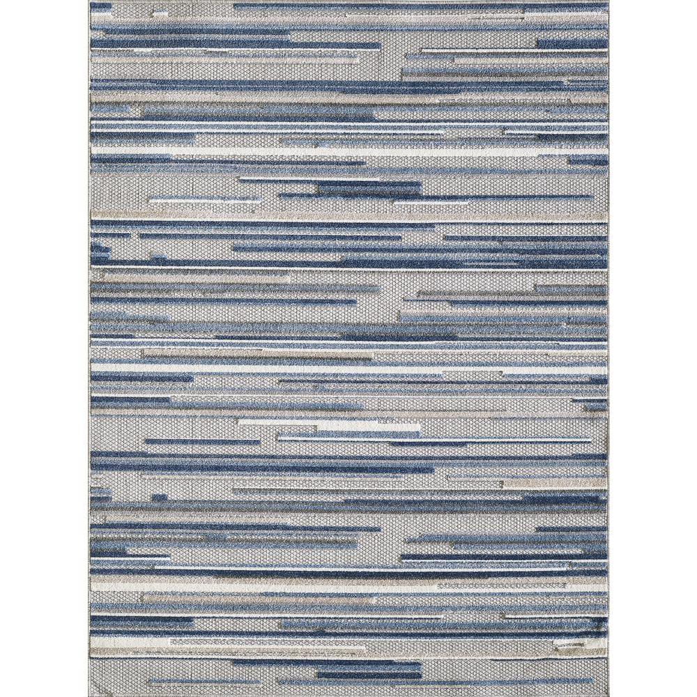 Calla Blue Denni 2 ft. x 4 ft. Coastal Abstract Indoor/Outdoor Area Rug