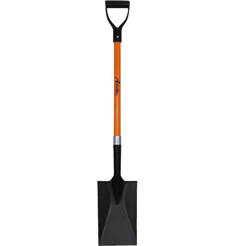 Ashman Online Heavy Duty Spade Shovel - 41 inches Long Orange Metal Shovel With D Grip Handle (1 Pack)