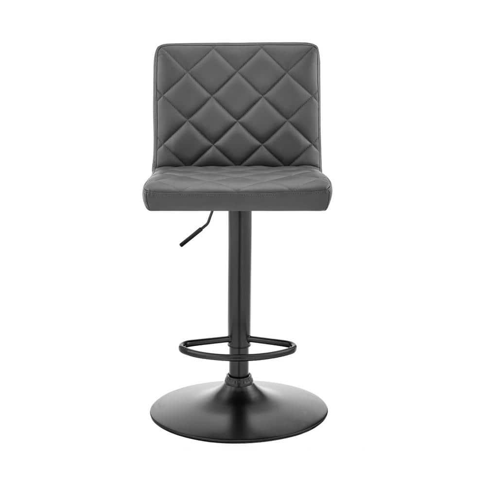 Duval 21'' Adjustable Height Gray Faux Leather Swivel Bar Stool
