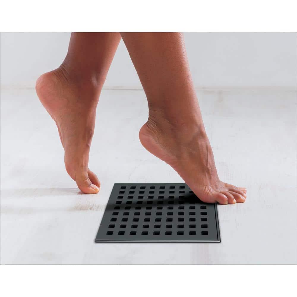 Matte Black Stainless Steel Square Shower Drain with Strainer
