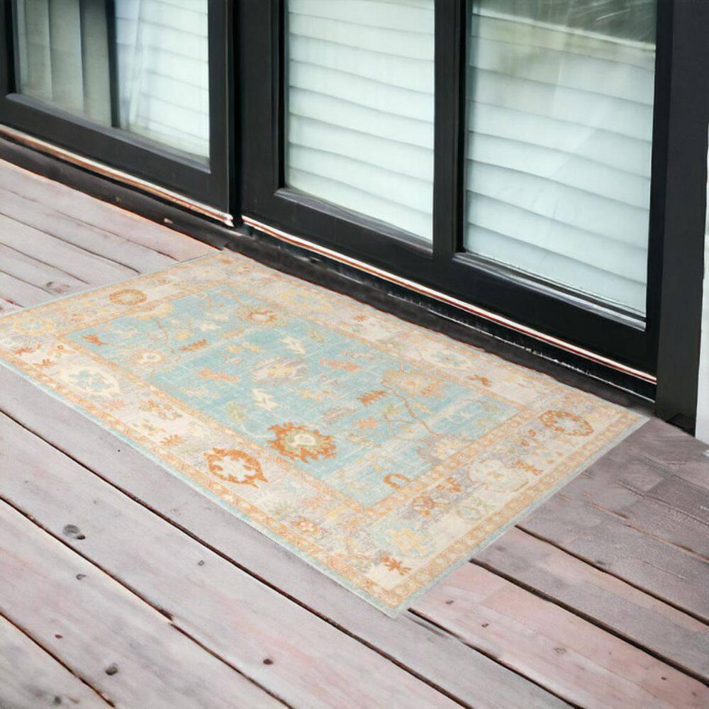 Bordered Floral Durable Performance Indoor/Outdoor Area Rug