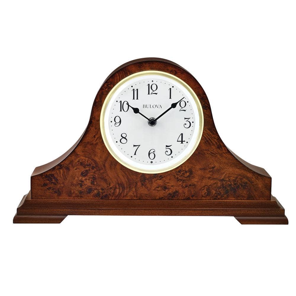 Bulova Chandler Lighted Mantel Clock, Model B1853 | Elegant Design | Illuminated Dial | Quartz Movement | Cherry Wood Finish | Battery Operated