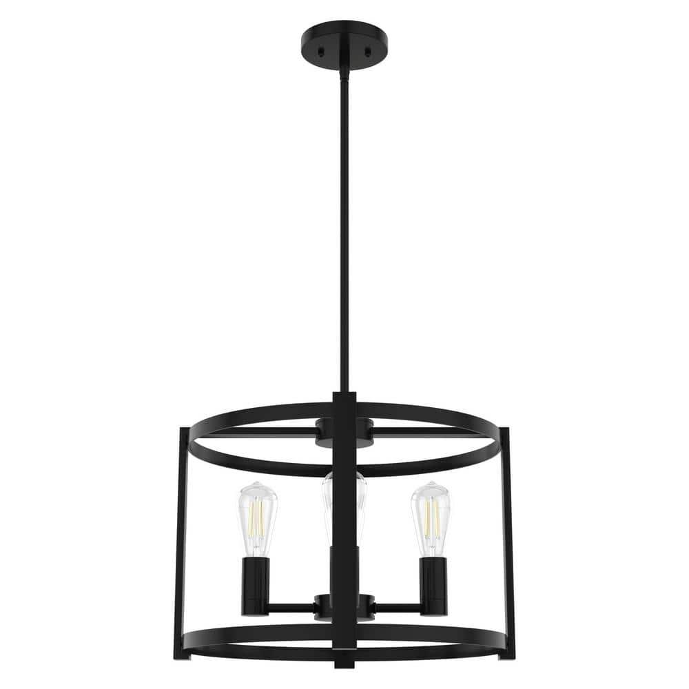 18" 4-Light Astwood Chandelier Black - Hunter Fan: Modern Metal Ceiling Fixture, UL Listed, Dimmable